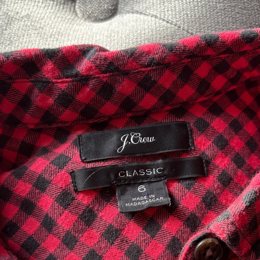 J. Crew Red and Black Checkered Button-Down Shirt - Picture 2 of 10